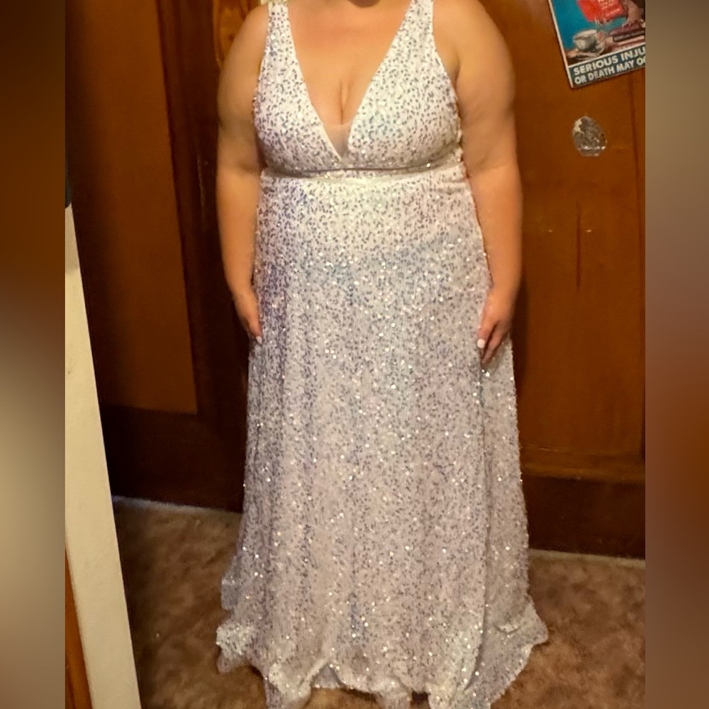 Elegant White and Purple Women's Dress